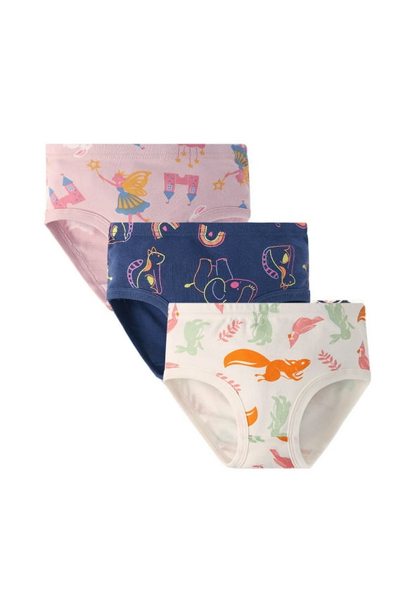 Girls Underwear Size 6-7 Girls Underwear Set Soft Breathable Kids Briefs Comfortable Daily Wear Three Pack 3PCS