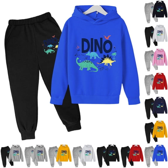 LRen Girls Clothes Two Piece Fall Outfit 7-8 Years Cute Graphic Printed Fashionable Hoodie Sweatshirt and Sweatpants Jogger Sets Boys Fall Clothes,Grey