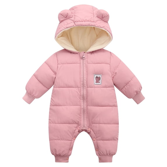 LRen Girls Down Coat Winter Warm Hooded Jacket Outerwear For Baby Toddler 0-24 Months,0-3 Months,Z8-Pink