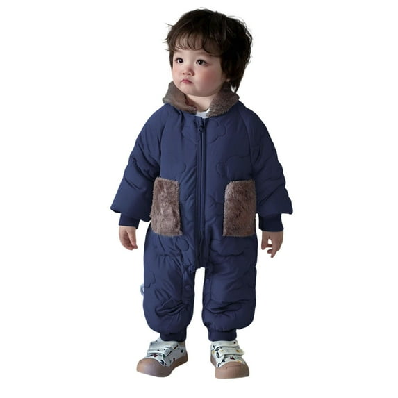 LRen Girls Down Coat Winter Warm Hooded Jacket Outerwear For Baby Toddler 0-24 Months,6-12 Months,Z2-Navy