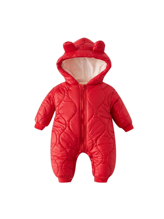 Girls Down Coat Winter Warm Hooded Jacket Outerwear For Baby Toddler 0-24 Months,Red,3-6 Months