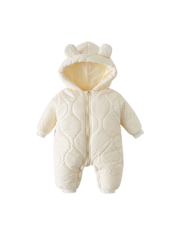 LRen Girls Down Coat Winter Warm Hooded Jacket Outerwear For Baby Toddler 0-24 Months,White,0-3 Months