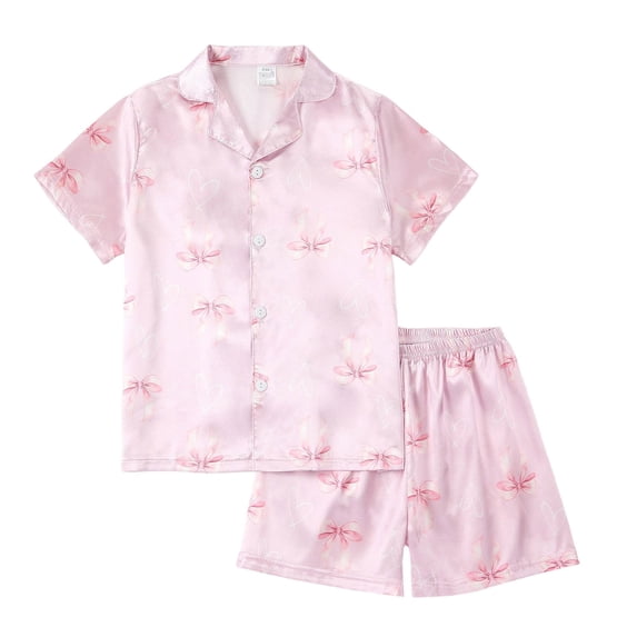 LRen Girls Easter Outfits Size 12 Egg Painted Short Sleeve Shirts and Shorts Set Fashion Silk Button Top Collared Easter 2 Piece Easter Gifts for Girls