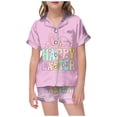 thumbnail image 1 of LRen Girls Easter Outfits Size 4 Egg Painted Shirt and Pant Casual Set with Pockets Comfortable Silk Button Top Collared Easter Home Outfit Set Easter Gifts, 1 of 4
