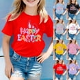 thumbnail image 1 of LRen Girls Easter Shirt Size 7 Bunny Eggs Short Sleeve T Shirts Comfortable Easter's Day Vacation Tops Kids Summer Clothing, 1 of 6