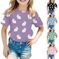 thumbnail image 1 of LRen Girls Easter Shirt Size 7 Bunny Short Sleeve T-Shirt Funny Happy Easter Blouse Tops Tee for Toddler & Kids, 1 of 4