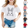 thumbnail image 1 of LRen Girls Easter T-Shirt Cute Cartoon Rabbit Short Sleeve T Shirts Cute Easter Egg Preppy Tops Summer Vacation Clothes for Girls, 1 of 5