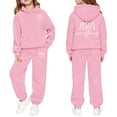 thumbnail image 1 of LRen Girls Fall Outfits Size 7/8 Valentines Bowknot Print Crew Neck Long Sleeve Warm Hoodie Pullover Top and Long Sweatpants Set Fashion Fall Kids 2pcs Outfits, 1 of 4
