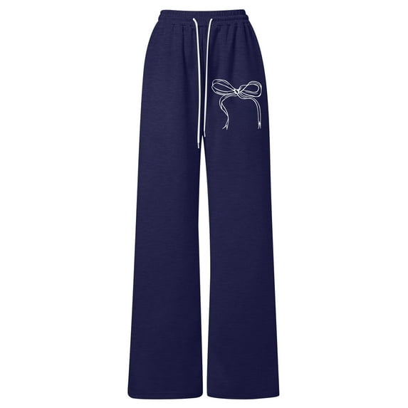 LRen Girls High Wasited Jeans,Girls Bow Drawstring Loose Fit Lightweight Straight Leg Athletic Casual Pants For Playful Comfort And Everyday Wear,Navy,12-13 Years
