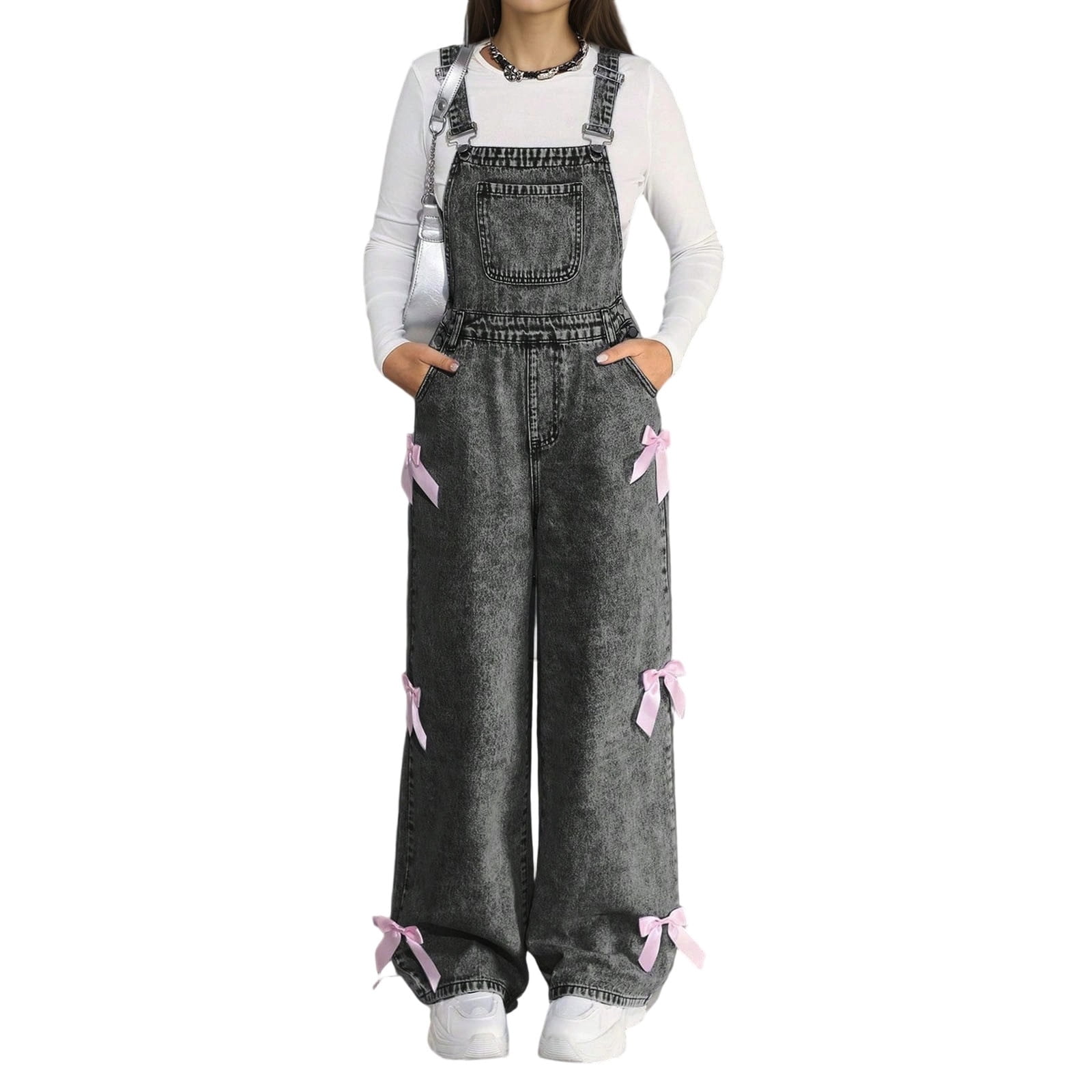 LRen Girls Jeans,Girls Denim Overalls Casual Wide Leg Jumpsuit