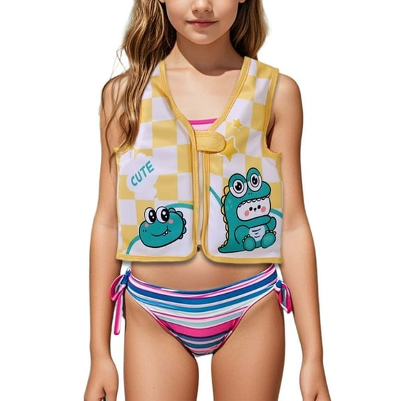 LRen Girls Life Jacket 50-90 Lbs Begin To Swim Buoyancy Swimming Aid Vest for Boys, Girls Swim Jacket with Adjustable Safety Strap for Swimming, Boating, Kayaking, Fishing