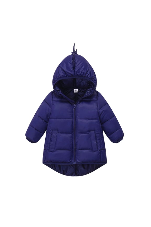 Girls Lightweight Long Hooded Down Jacket Packable Winter Warm Coat Outerwear Z1-Navy,3-4 Years