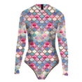 thumbnail image 1 of LRen Girls One Piece Swimsuits Long Sleeve Rash Guard Swimsuit Half-Zip Bathing Suit UPF50+ Sun Protection Swimwear, 1 of 5