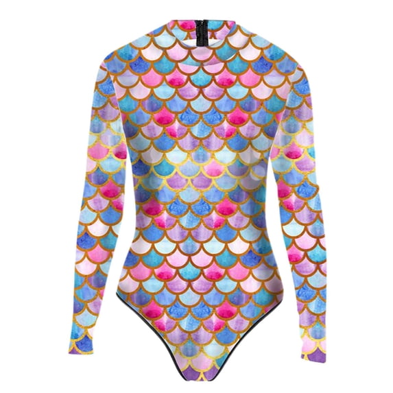 LRen Girls One Piece Swimsuits Long Sleeve Rash Guard Swimsuit Half-Zip Bathing Suit UPF50+ Sun Protection Swimwear