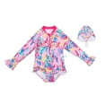thumbnail image 1 of LRen Girls One Piece Swimsuits Long Sleeve Rash Guard Swimsuit Half-Zip Bathing Suit UPF50+ Sun Protection Swimwear, 1 of 9