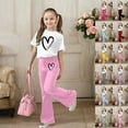 thumbnail image 1 of LRen Girls Outfits 4t Cartoon Print T Shirt Top and Elastic Waist Pants Set Crew Neck Cute Streetwear 2-Piece Set Preppy Clothes, 1 of 6