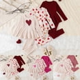 thumbnail image 1 of LRen Girls Outfits,Valentine's Day 3 Piece Infant Girl Ruffle Bowknot Heart Top + Ribbed Print Pants Clothing 3pc Set Toddler Valentines,Hot Pink,4-5 Years, 1 of 8