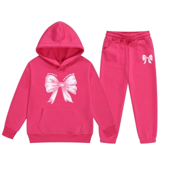 LRen Girls Pants Sets,Girl Outfits Size 14-16 Long Sleeve Cute Printed Casual Hoodie Sweatshirts and Jogger Sweatpant Set Girls Clothes Fall 2 Piece Outfits