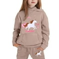 thumbnail image 1 of LRen Girls Print Hooded Crop Top and Sweatpants Two Piece Outfits Kids Casual Jogger Set,3-4 Years,Z1-Khaki, 1 of 5