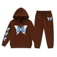 thumbnail image 1 of LRen Girls Print Hooded Crop Top and Sweatpants Two Piece Outfits Kids Casual Jogger Set, 1 of 4