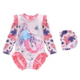 thumbnail image 1 of LRen Girls Rash Guard Set Long Sleeve Swimsuits Two Piece Rash Guard Bathing Suits Upf 50+ Sun Protection Loose Fit Crew Neck Swimwear Girls' Swimwear, 1 of 4