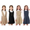 thumbnail image 1 of LRen Girls School Uniform Jumper Dress Sleeveless Square Neck Button A-Line Pleated Hem Preppy Dresses Cute Back To School Clothes for Teen Girls, 1 of 6