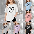 thumbnail image 1 of LRen Girls Short Sleeve Shirts Size 7-8 Girls Letter Graphic Print Crewneck Short Sleeve Cotton Shirt Kids Girls Fashion Loose Fit Summer Tops Tees, 1 of 7