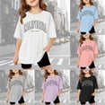 thumbnail image 1 of LRen Girls Short Sleeve Shirts Size 7-8 Girls Letter Print Round Neck Short Sleeve Cotton T Shirts Kids Girl Casual Fashion Loose Fit Summer Vacation Clothes, 1 of 7