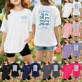 thumbnail image 1 of LRen Girls Short Sleeve T-Shirts Kids Letter Print Shirts Cute Summer Basic Tees Tops Soft Fashion Crewneck Tees, 1 of 5