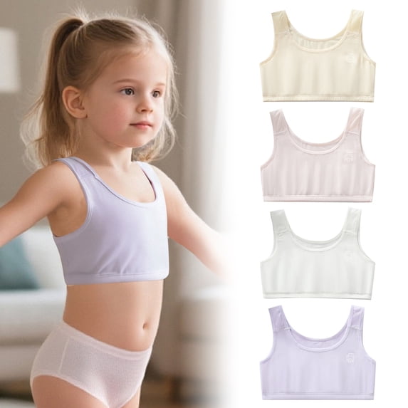 LRen Girls Sports Bras 10-12 Soft Comfortable Training Bras Girls Wireless Cami Bralettes Solid Color with Removable Padding Bras Cami Training Light Sports Kids Bras for Girls