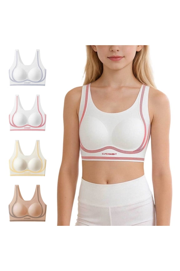 Girls Sports Bras Size 9-10 Kids Lightweight Soft Comfy Training Bra Girl Seamless Camisole Solid Color with Adjustable Straps Pads Cami Training Light Sports Kids Bras for Girls