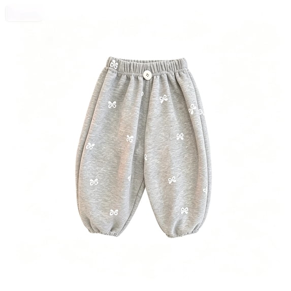 LRen Girls Sweatpants Baggy Stretchy Drawstring Bow Print Casual Loose Jogger Pants Back To School Clothes for Girls
