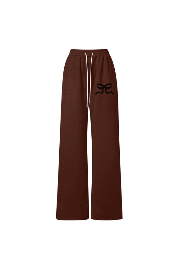 Girls Sweatpants Joggers Bow Print Sweat Pants Cute Baggy Tween Trendy Clothes Teen Preppy with Pockets,110,A-Brown