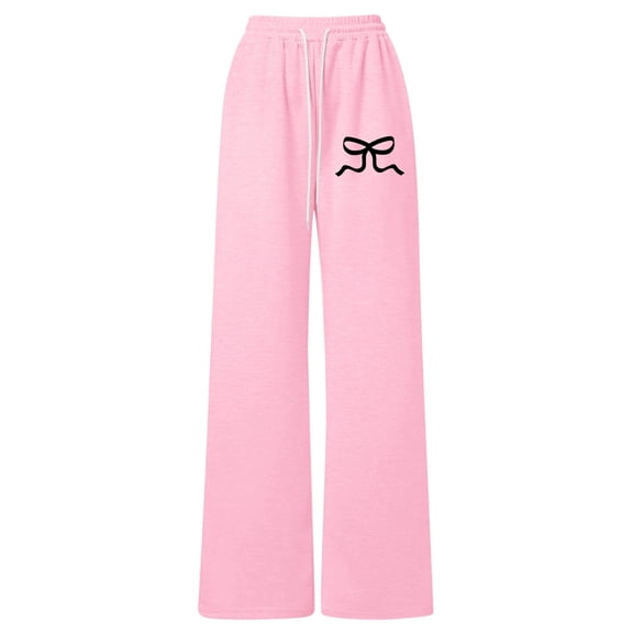 LRen Girls Sweatpants Joggers Bow Print Sweat Pants Cute Baggy Tween Trendy Clothes Teen Preppy with Pockets,120,A-Pink