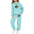 thumbnail image 1 of LRen Girls Sweatsuit Set Valentines Bowknot Print Round Neck Long Sleeve Valentines Hooded Sweatshirt Top Pocket Elastic Waist Pants Loose Children Unisex 2 Pc Sweatsuit Set, 1 of 6
