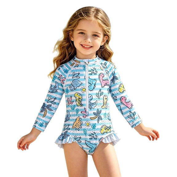 LRen Girls Swimsuit 1 Piece Tankini Swimsuit Kids Swimsuit Rash Guard Quick Dry for Pool Beach Party Floral Kids Summer Swimsuit