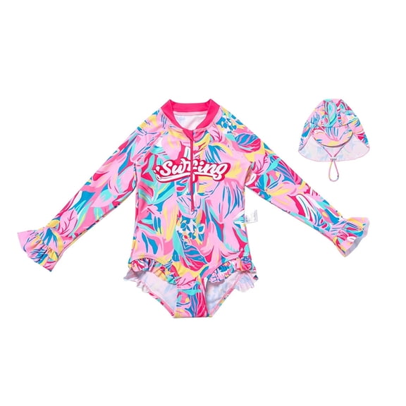 LRen Girls Swimsuit 1pcs Swim Suits for Girls 8-10 Kids Uv Sun Protection Shirt Quick Dry Cute Summer Beach Wear Floral Girl Swimsuits