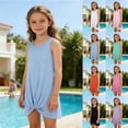 thumbnail image 1 of LRen Girls Swimsuits Size 10-12 Girls Swim Cover Up Sleeveless Kids Summer Swimsuit Coverup Twist Front Beach Dress, 1 of 6