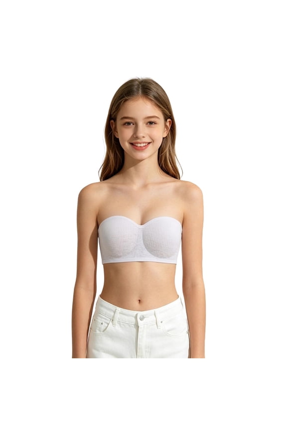 Girls Training Bra Racerback Seamless Comfortable Strapless Bra for Girls Bandeau Bra Strapless Tube Bra