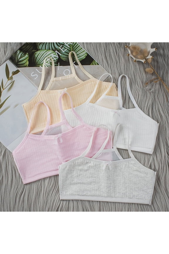 Girls Training Bras 10-12 Years Old Seamless Stretchy Training Bras Girl Wireless Breathable Cami Bralettes Solid Color Light Padded Cami Training Light Sports Kids Bras for Girls