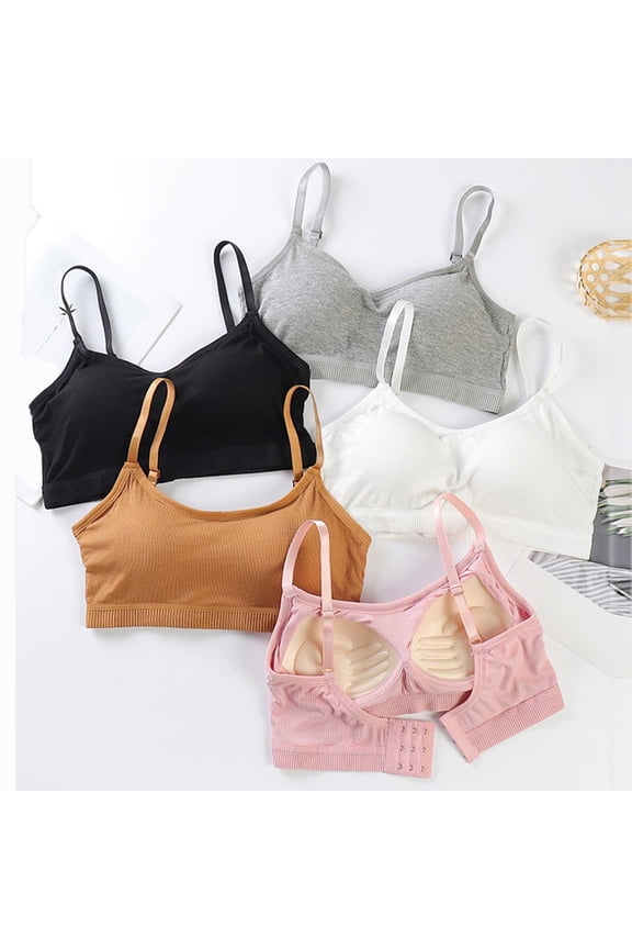 Girls Training Bras 8-10 Years Cute Soft Stretchable Sport Bras Girls Seamless Bralette Solid Color Bralette with Built-In Pads for Sports Yoga Cheer Athletic Bras