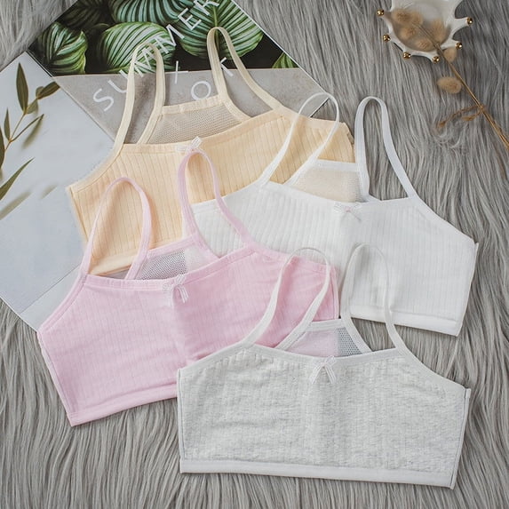 LRen Girls Training Bras 8-10 Years with Pads Stretchy Training Bras Girls Wireless Breathable Cami Bralettes with Removable Padding Bras for Sports Yoga Cheer Athletic Bras