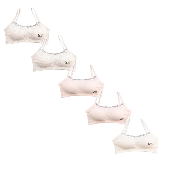 LRen Girls Training Bras for Girls 10-12 Sports Bra Wireless Padded Bralette Cami Crop Summer Tops with Adjustable Straps 5PCS