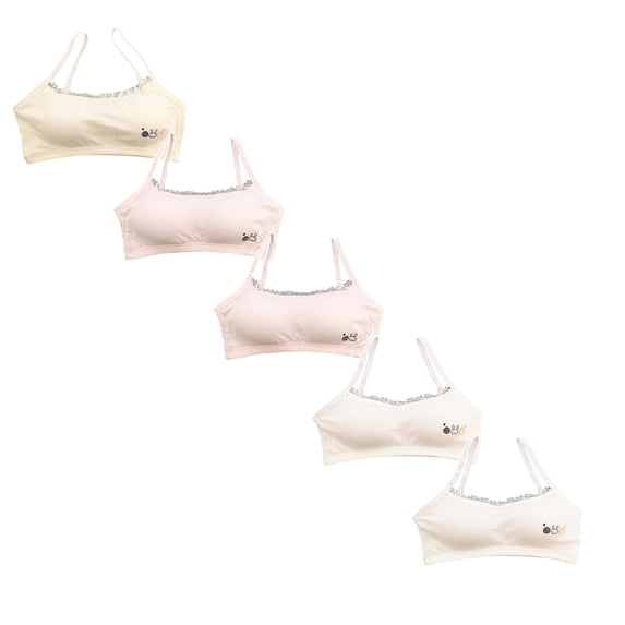 LRen Girls Training Bras for Girls 10-12 Sports Bra Wireless Padded Bralette Cami Crop Summer Tops with Adjustable Straps 5PCS