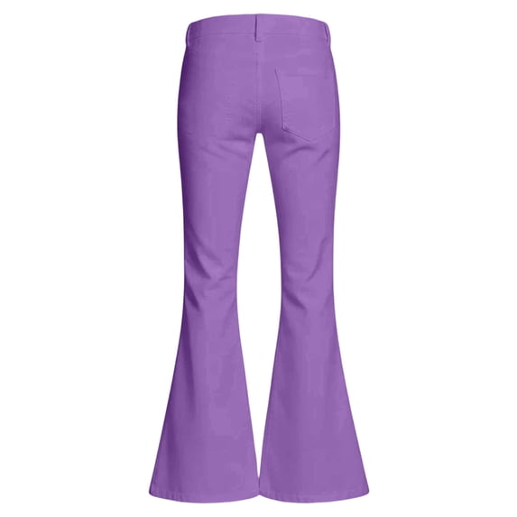 LRen Girls Uniform Pants Bootcut School Uniform Slacks Elastic Waist Bell Bottom Button Pockets Summer Lightweight Pant for Tween Girls Age 13-14 Years