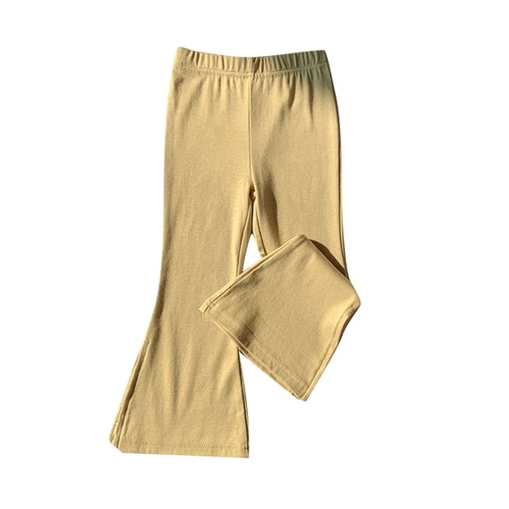LRen Girls Wide Leg Flare Pants,Children Fashion Versatile Casual Flared Long Pants Solid Trousers for Girls Daily Wear Soft Stretchy Elastic Waist Bottoms