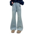 thumbnail image 1 of LRen Girls Wide Leg Jeans Casual Baggy Pants for Girl Cute Soild Straight Pant Y2k Trousers Fall Winter Streetwear,13-14 Years, 1 of 8