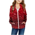 thumbnail image 1 of LRen Girls Zip Up Hoodies Christmas Kids Casual Long Sleeve Sweatshirt Fall Jacket with Pockets,D-Red,14-15 Years, 1 of 5