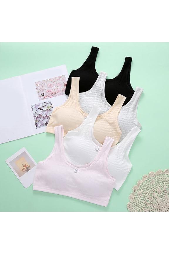 Girls'training Bras Lightweight Soft Comfy Training Bra Girl Seamless Wireless Sports Bralettes Solid Color with Removable Padding Sports Underwear Tops for Girls