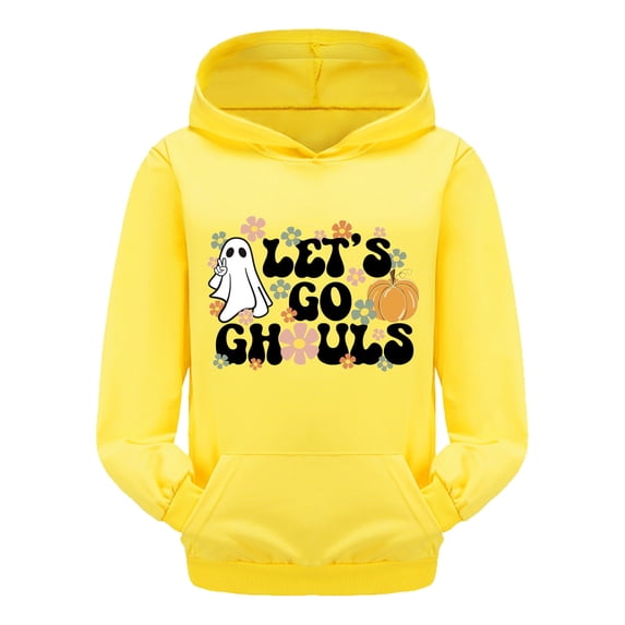 LRen Halloween Hoodie for Kids Girls Cute Ghost Pumpkin Hoodie Long Sleeve Loose Fit Preppy Pullover Sweatshirt Casual Y2K Kids Fall Winter Clothes